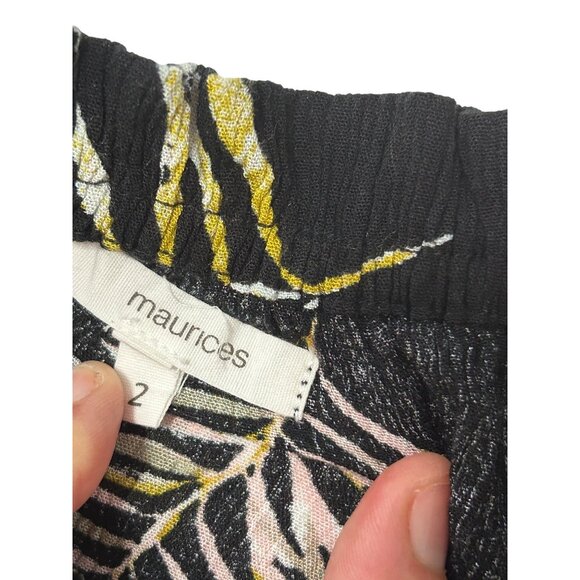 Maurices Womens Black Off-Shoulder Top With Yellow Leaf Print Size 2 1755 - Picture 4 of 6